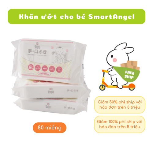 Khăn Ướt SmartAngel Không Mùi, An Toàn và Lành Tính Cho Bé 80 tờ/gói
