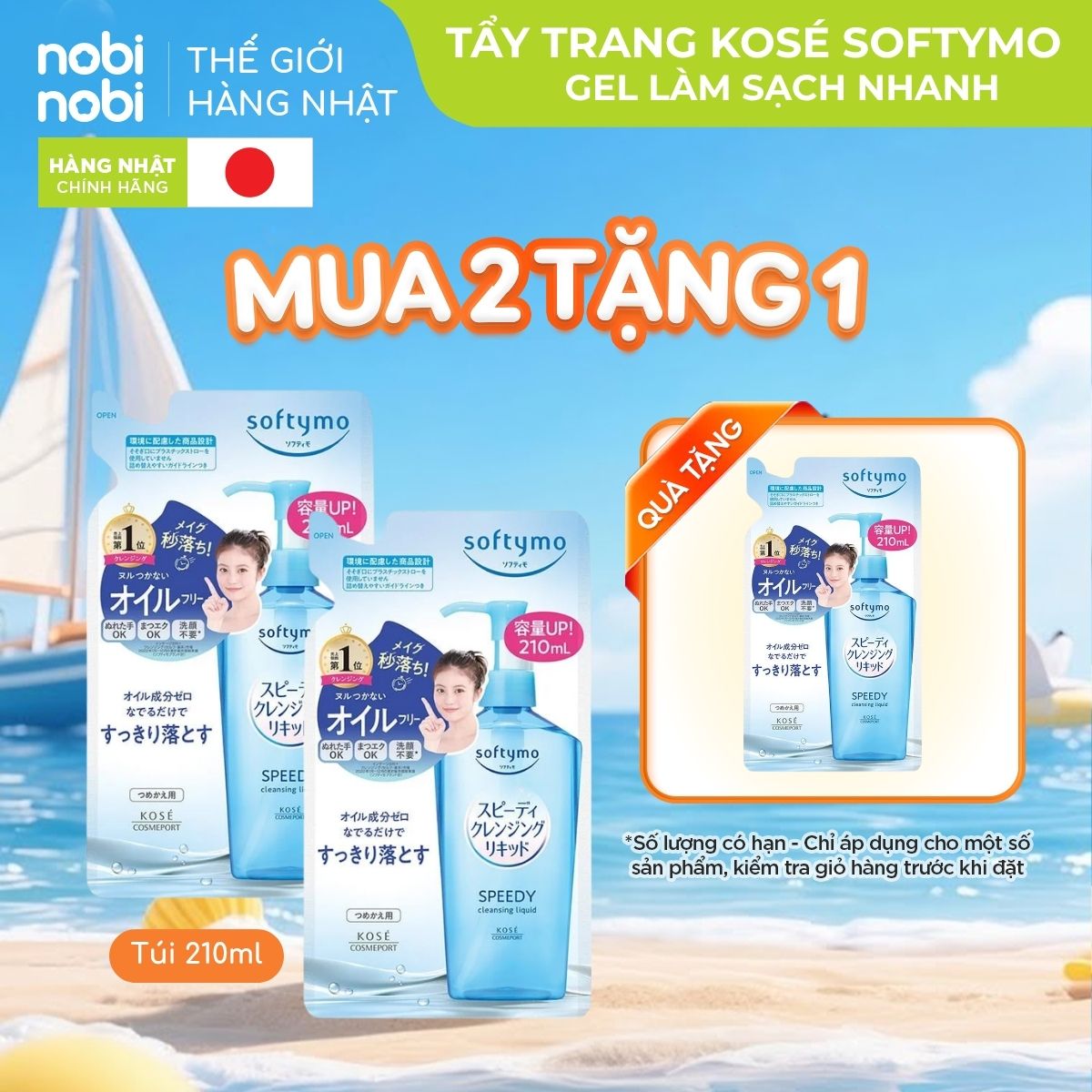 [MUA 2 TẶNG 1] Nước Tẩy Trang Làm Sạch Nhanh Softymo Túi Refill 210ml